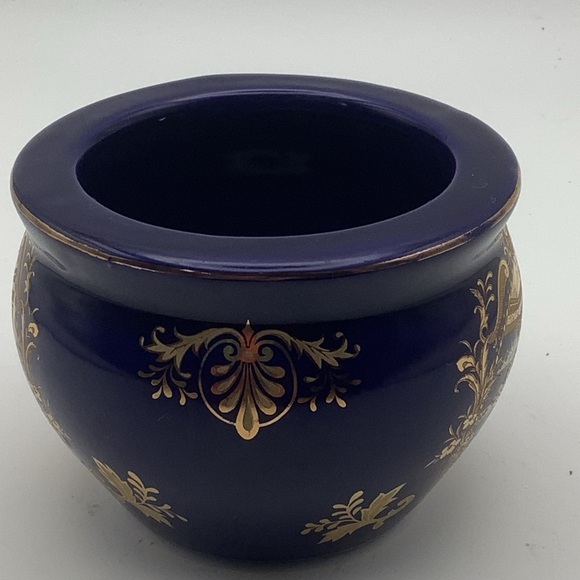 Vintage Limoges Cobalt Blue Vase/Planter with Classical Figures Design in Gold - Picture 4 of 8